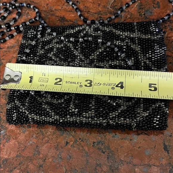 Moyna Metallic Beaded Crossbody Shoulder Mini Purse 4”x5” - Picture 6 of 7